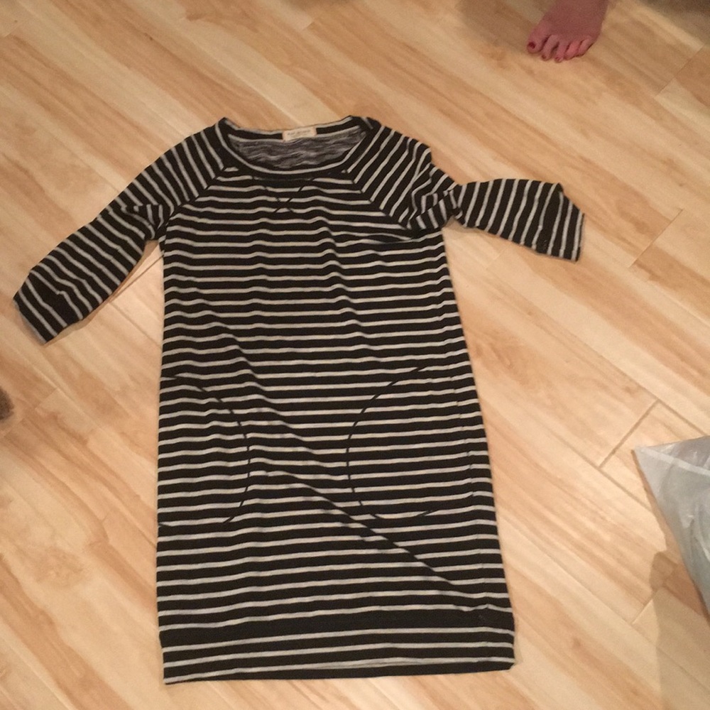 striped black and white stretchy dress